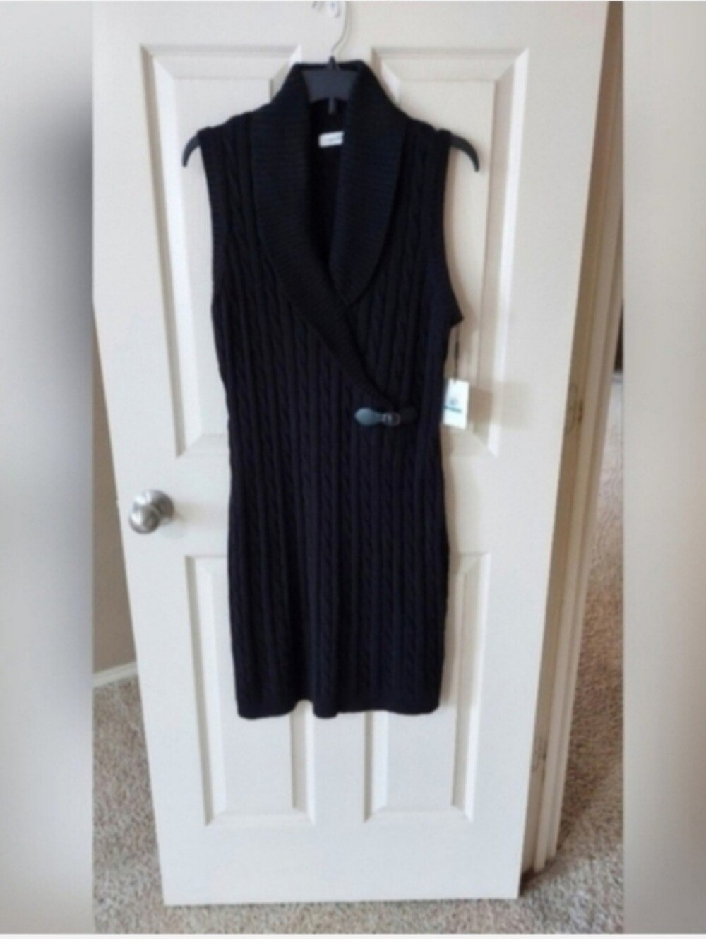 Calvin Kevin Woman's Sleeveless Cable Knit Sweater Dress SZ XL